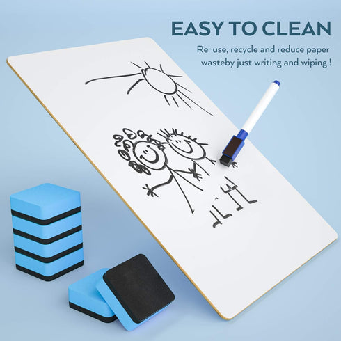Nicpro 6 Pack Dry Erase Lap Board, Kid Double Sided Small Whiteboard 9 x 12 inches with 18 Pens, 6 Erasers for