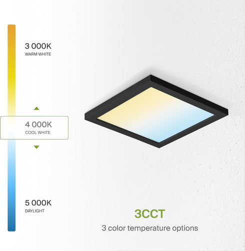 9" 18W 1270LM 3000-5000K 120V 3CCT, Dimmable, ASD LED Square Flush Mount Light | | Ultra Slim, ETL Listed | Thin