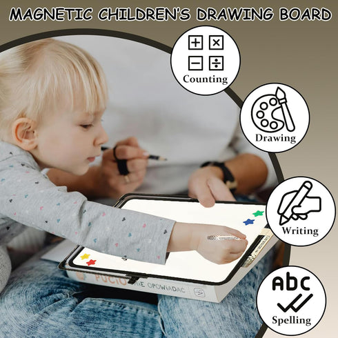 Dry Erase White Board, 9.76" x 9.76", Magnetic Desktop Whiteboard with Stand, Portable Double-Sided Easel for Memo