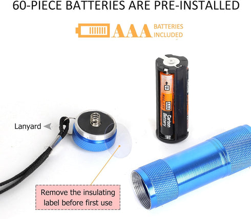 20-Pack 6-LED Set FASTPRO Aluminum Flashlights with Lanyard and AAA Batteries Included and Pre-Installed