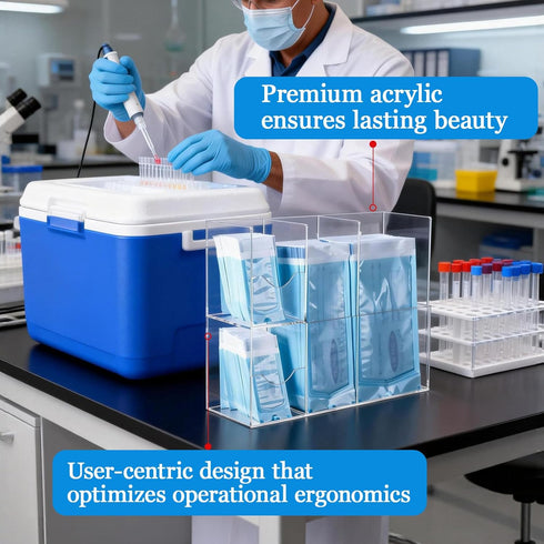 4-Compartment SEANADO Sterilization Pouch Organizer Acrylic Dispenser Holder, Wall Mount or Desktop Rack for All Size