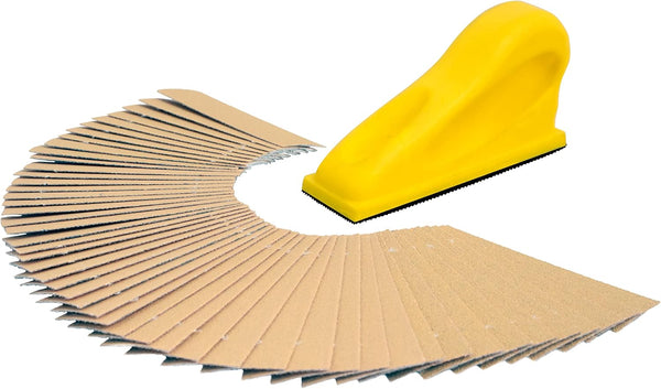 Sanding Mouse Mini Detail Sander with 50 Pre-Cut Gold Sanding Strips, 10 Each of Grits: 80, 120, 150, 220, 400