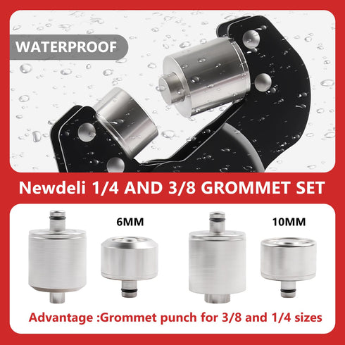 Newdeli 3/8 Inch Handheld Grommet Tool with Interchange 1/4 Inch Grommet Die, Eyelet Tool for Fabric Tarps Leather