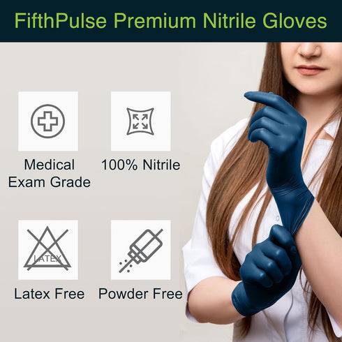 200 Count Navy Nitrile Medical Gloves X Large, - Surgical Grade Latex Free Disposable Gloves X Large Rubber Gloves