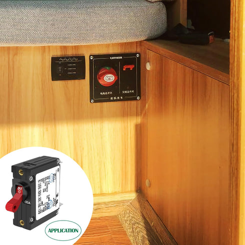 A Series Red Toggle AC/DC Single Pole 35A Boat Magnetic Circuit Breaker - 35Amp Protects Low Power Devices for Yachts, Motorhomes, Campers and Caravans