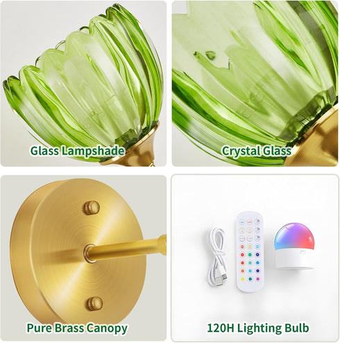 SoodMi Set 2, 5000mAh Dimmable Bulbs Remote,15 Battery Operated Wall Sconce of Rechargeable Wireless Wall Sconce Lights
