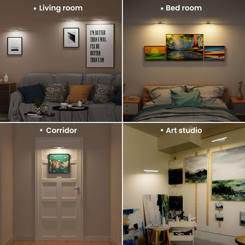 6000mAh 3-Way Dimmable Picture Lights for Wall, Rechargeable Battery Wall Sconce with Remote & Timer, Art Lighting