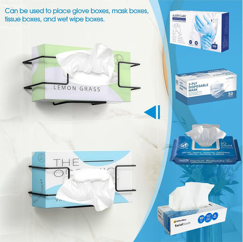 2 PCS Carbon Steel Glove Holder Wall Mounted, Metal Glove Box Dispenser Organizer, Reusable Wall Mount Glove Rack
