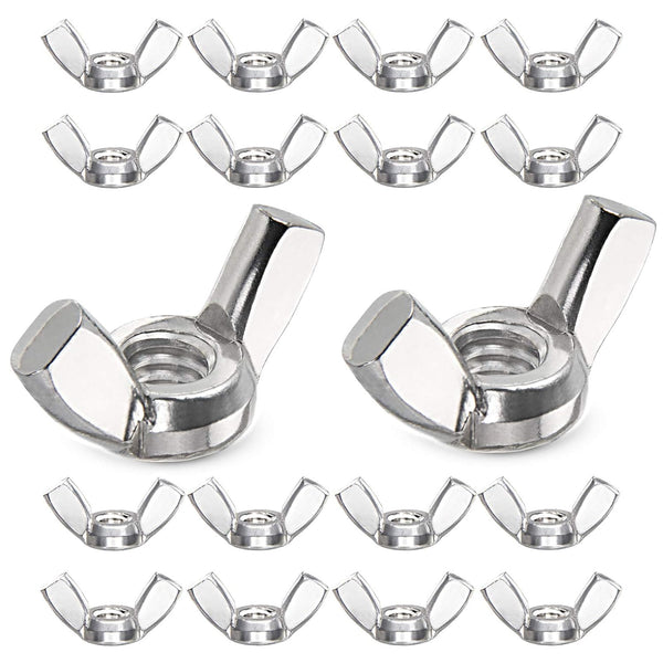 50PCS 1/4"-20 Stainless Steel Wing Nuts, 304 Butterfly Thumb Nuts for Machine, DIY, Furniture & Automotive