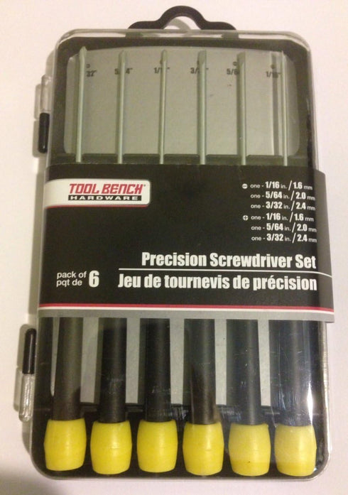 Precision 6-Piece Screwdriver Set, Mini Jewelers Kit with 3 Slotted & 3 Phillips