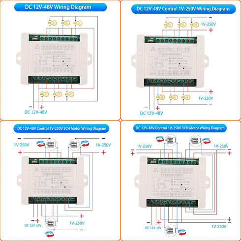 12V 24V 36V 48V 433Mhz 12V-48V 10A 6 12V~48V, 2 DC Wireless Switch, Channel Wireless Remote Control Switch for Garage