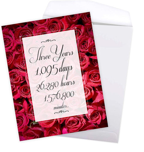 NobleWorks 3rd Wedding Milestone Anniversary Notecard Jumbo 8.5 x 11 - Marriage of 3 Years w/Envelope
