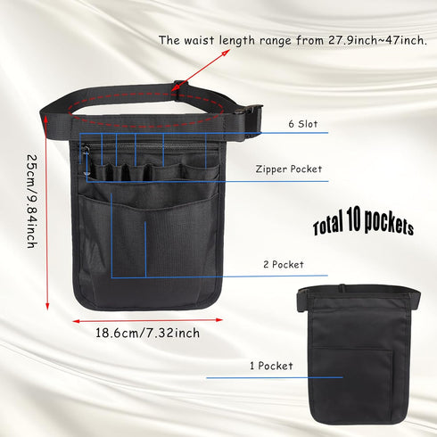 1PC 9.84x7.32Inch Pack Server Apron, Restaurant Waitress Accessories Bag Adjustable Belt Utility Waist Multi