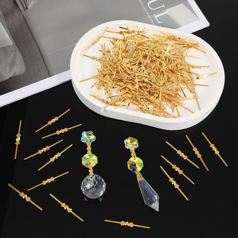 Trinkrittey 300 Pcs Bow Tie Crystal Connectors Crystals Replacement Chandelier Connectors Clips Pins Fastening Parts