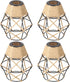 Toyosport 4 6.7 E27 Pcs Pendant Lamp Shade, Diamond Shape Metal Cage Lampshade with Hemp Rope, in H, DIY Retro Vintage