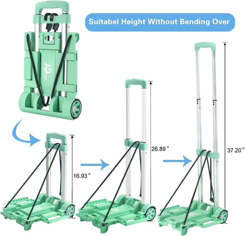 70 lbsSmall 2 Folding Hand Truck Dolly with WheelsFolding Luggage cart Lightweight Aluminum Foldable Luggage Cartfor