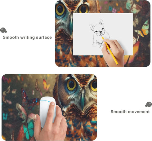 Oversized Non-Slip Mouse Pad for Gaming and Work - XXL Size with Easy Gliding Surface and Rubber Base - Perfect for Office and Home - Cute Owl and Rainbow Design by DNOVING