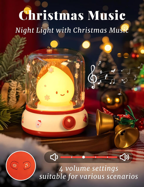 Dimming, Christmas Flame Night Light, Cute Night Light with White Noise, Rechargeable Portable Small Table Lamp, Best