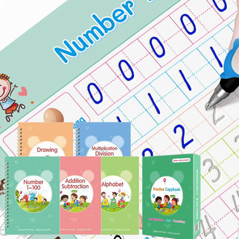HAIYISHIYE Grooved Writing Books for Kids, Magic Practice Copybook, Reusable Handwriting Practice Book