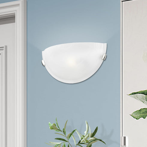 4271-91 1 Livex Lighting Home Basics Light Brushed Nickel Wall Sconce with White Alabaster Glass