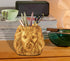 Lion Pencil Holder - Golden Desk Organizer for Office Supplies