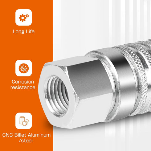 PD242 Series Steel Test Port and Diagnostic Equipment Quick Coupler, 1/8" Body Size, 1/4"-18 NPTF