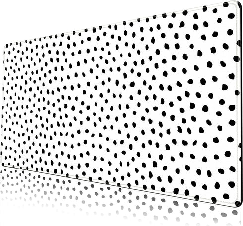 Boho Desk Mat, XXL Polka Dot Mouse Pad for Women Office Decor, Non-Slip Rubber Base, 31.5''X15.7'' with Stitched Edges