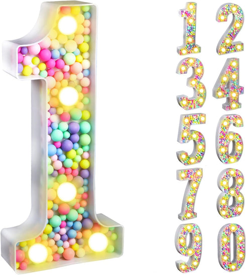 CELYANRAL 3D 1st 1) Light Up Number - Mosaic LED Number Marquee Sign Macaron Rainbow Table Centerpieces for Girls Night