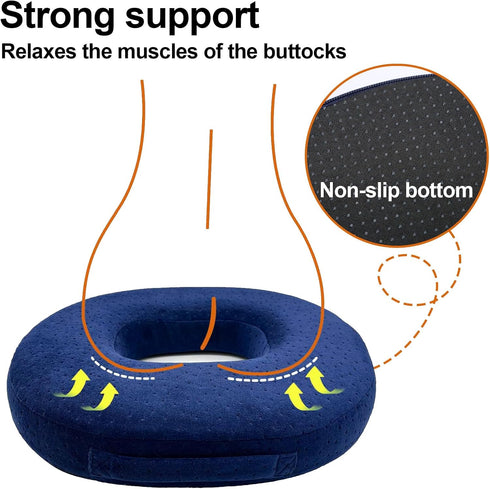 Tailbone Memory Foam Orthopedic Donut Pillow for Pain, Hemorrhoid Relief, & Coccyx Support - Ideal for Wheelchair