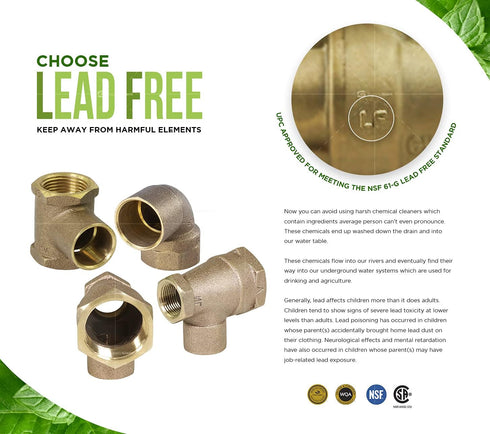 Supply Giant CCDL0340-NL 3/4" Cast No Lead Brass 90 Degree Elbow with Sweat Connects