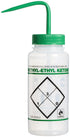 SP Bel-Art Safety-Labeled 2-Color Wide-Mouth Wash Bottles, 500ml (16oz), Polyethylene, Pack of 6, Green Cap