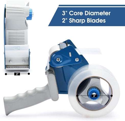 Packing Tape Dispenser Gun (4 Packs), Pacific Mailer 2 Inch Tape Gun with Carton Packing Tape, Lightweight Industrial