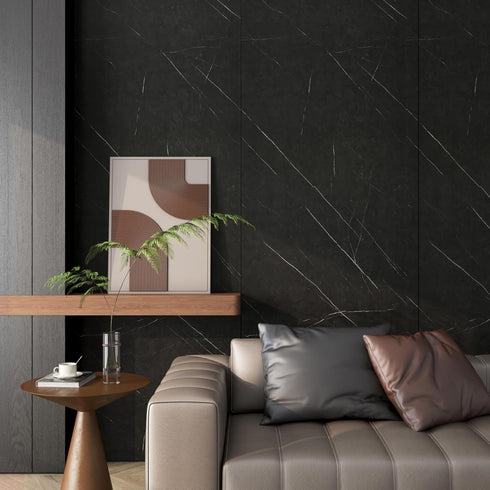 Stickyart Pietra Black Marble Contact Paper | Removable Premium Wallpaper Peel and Stick for Countertops 12"x160"