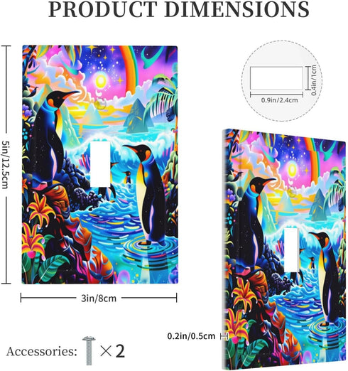 HTSAHKV 3 5 Inch Fantasy Penguin Wall Plate Light Switch Cover Single Gang Outlet Faceplate Print Plate Cover X