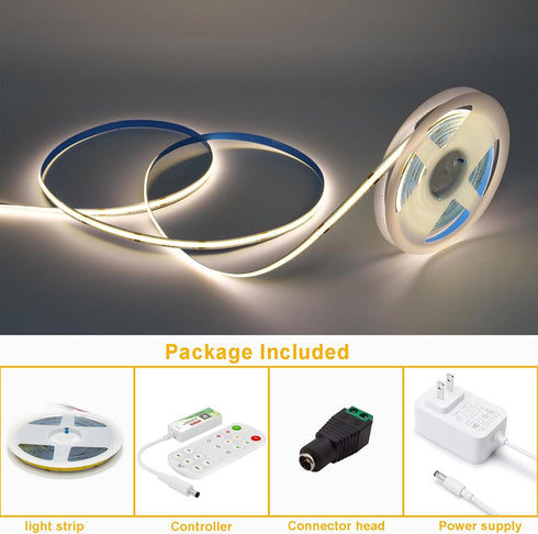 Generic 16.5ft, 4000K Dimmable White COB LED Strip Light Neutral White LED Light Strip, APP & Remote Control, High