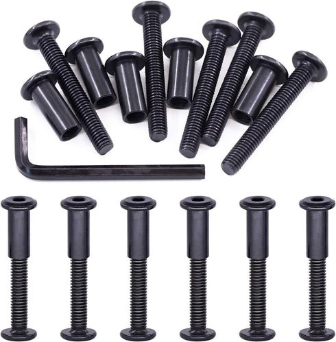 Swpeet 25Pcs M6x45mm Carbon Steel Black Hex Drive Socket Cap Bolts, Barrel Nuts Assortment Kit with Allen Wrench