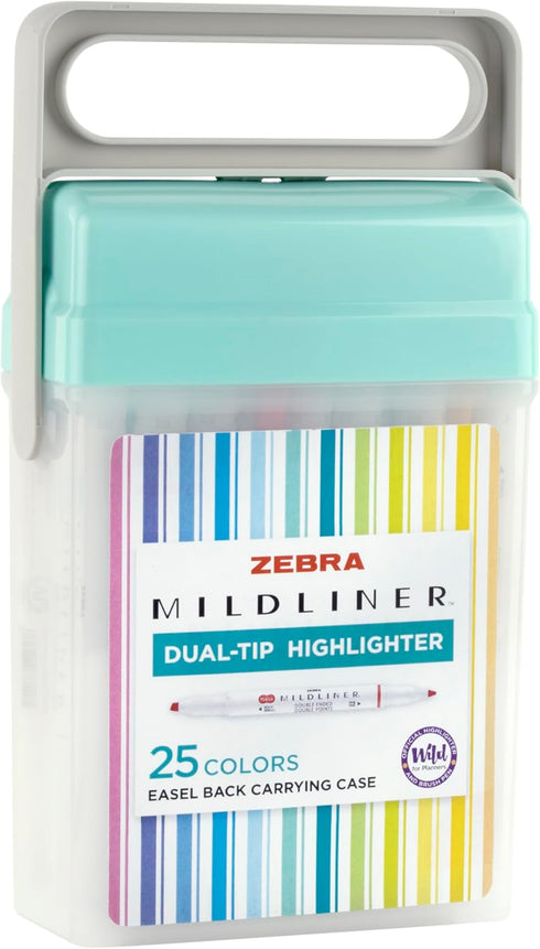 Zebra Pen Mildliner Double-Ended Highlighter Set, Broad and Fine Point Tips, No Bleed, 25-Pack