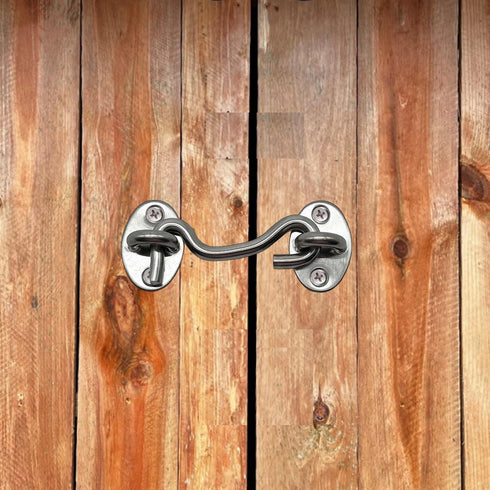 4 Pack 3" 16pcs Hook and Eye Gate Latch, Stainless Steel Rust-Resistant Barn Door Lock Cabin Hooks for Gate Shutters