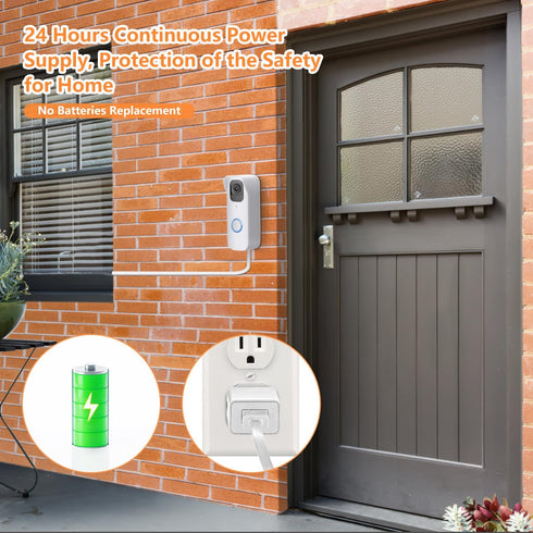 Power Cable with Adapter for Blink Video Doorbell, 16.4ft/5m Weatherproof Cable, Doorbell Transformer, Charging