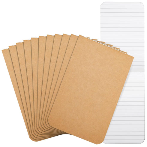 Paper Junkie 12 Pack Small Pocket Notepad, Kraft Paper Cover To Do List Notebook, Memo, Top Bound, 64 Lined Pages Each (2.7x4.5 In)