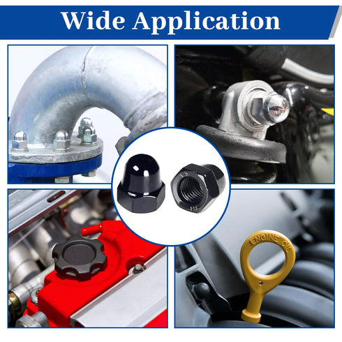 MroMax 25Pcs M6 M6-1.0 304 Steel(18-8) Black Acorn Cap Nuts, Cap Nuts, Stainless Dome Head Hex Nuts, Black Oxide
