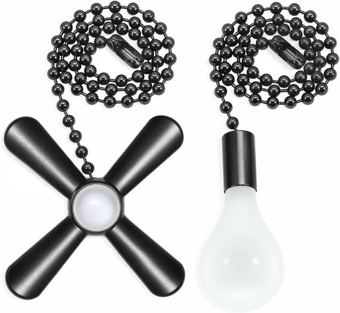 heynsgu Black Ceiling Fan Pull Chains, 2Pack 3mm Diameter Beaded Decorative Light Pull