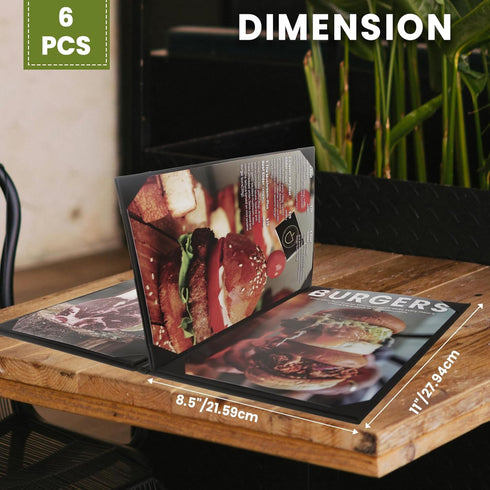 6 Pack 8.5" 11", 4 Menu Covers x View PU Leather Menu Holders for Restaurant, Coffee Shop, Bar, Wine Lists