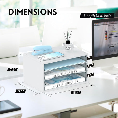 SUPEASY Wood Desk Organizer, 3 Tier Paper File Organizer for Desk, Wooden Desktop Mail Sorter for Office School Home