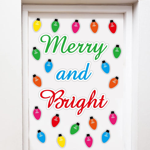 Christmas Bulletin Board Decorations - Merry and Bright Light Bulb Paper Cutouts for Kids Nursery