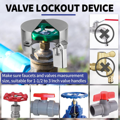 2 Pack 1-1/2 3 Inch Outdoor Faucet Lock, Water Hose Bib Spigot Lock Stainless Steel Cover & Padlock Kits for to Dia
