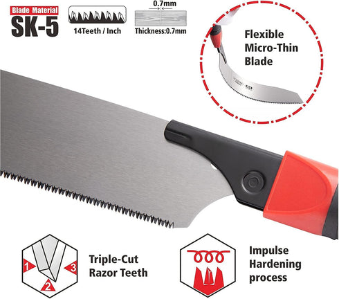 Japanese Hand Saw Pull Saw Flush Cut Saw Razor Fine Teeth Saw With 8 Inch 200MM SK-5 Steel Blade For Woodworking by X-STEEL