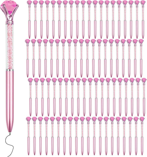 Crystal Pens Bulk, Big Bling Diamond Ballpoint Gel Ink Pen, Rhinestone Glitter Neutral Pens for Women, 60 Pcs (Deep