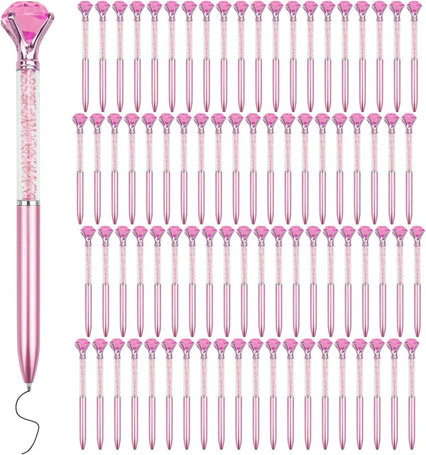 Crystal Pens Bulk, Big Bling Diamond Ballpoint Gel Ink Pen, Rhinestone Glitter Neutral Pens for Women, 60 Pcs (Deep