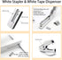 Shellvcase White Office Supplies Set - Stapler, Tape Dispenser, Staple Remover, Staples, Clips, Scissors, and Pens for